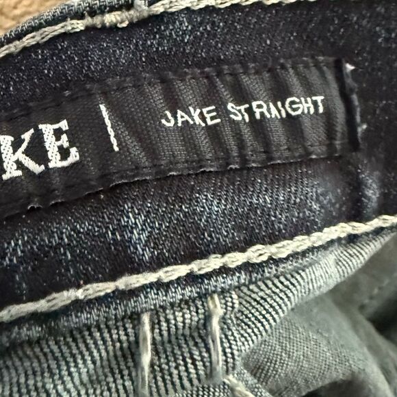 BKE Jake Straight Men’s Darker Wash Distressed Jeans 30 x 30 - Picture 13 of 15